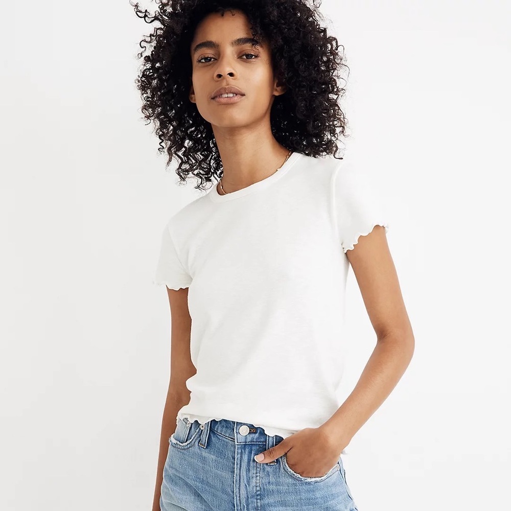 Madewell | White Ruffled Edge Tee